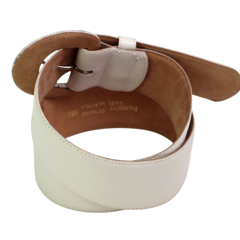 The Leather Snop IVORY REAL LEATHER 2"Wd STITCHED CASUAL WOMEN'S BELT Sz M (F68 - Picture 4 of 13